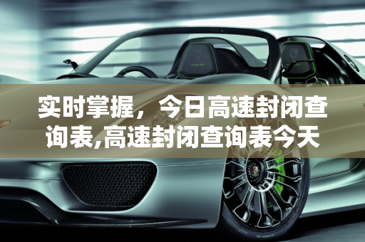 实时掌握，今日高速封闭查询表,高速封闭查询表今天
